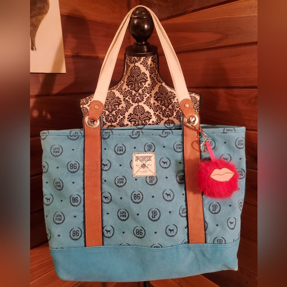Vintage Y2K Victoria's Secret Pink Dog Bag Tote Purse With Keychain